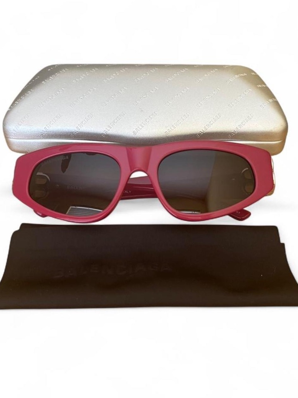 Balenciaga Pink Cat Eye Elongated Frame Sunglasses NWT